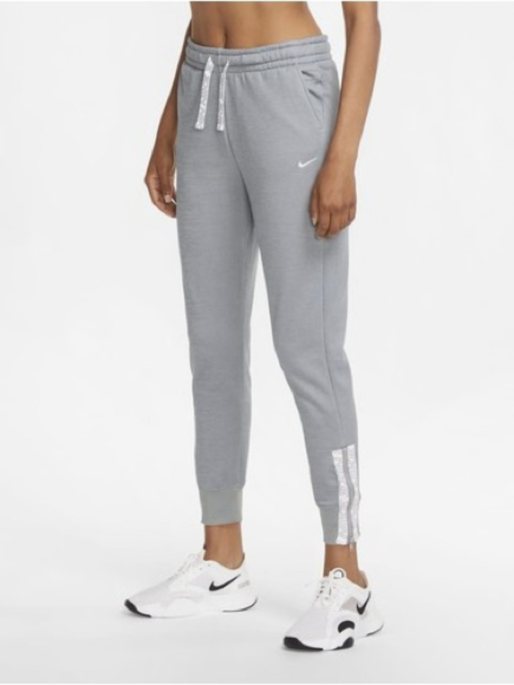 Nike Therma Training Pants Particle Grey Heather Fleece Joggers Athleisure Chic